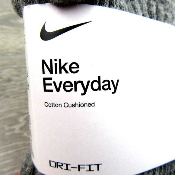 Nike Everyday Cushioned Crew Socks 6 Pack Womens 6-10 / Youth 5Y - 7Y Grey NEW - Picture 4 of 10